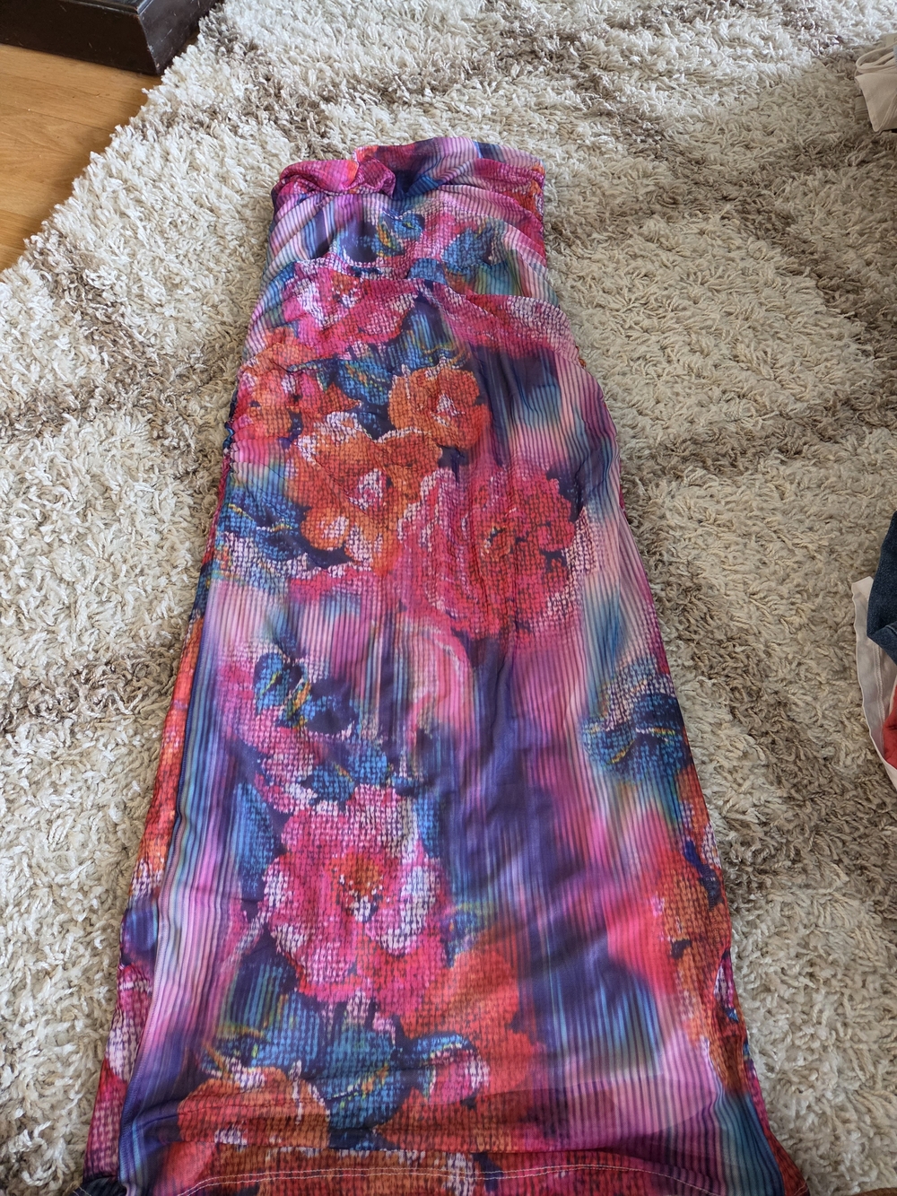 Anthropologie Pink, Purple & Blue Floral Maxi Dress